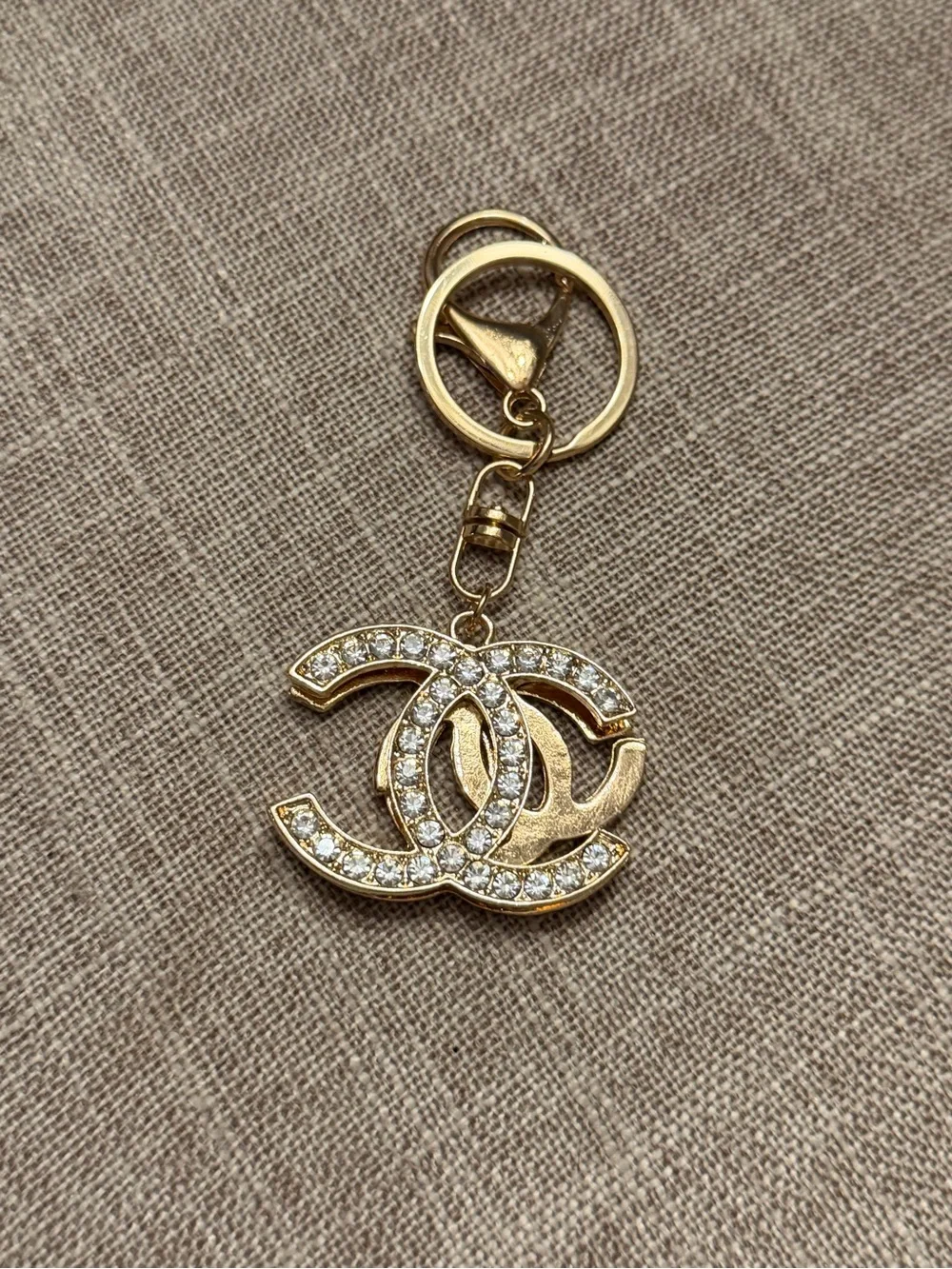 Goldtone CC Keychain Bag Charm